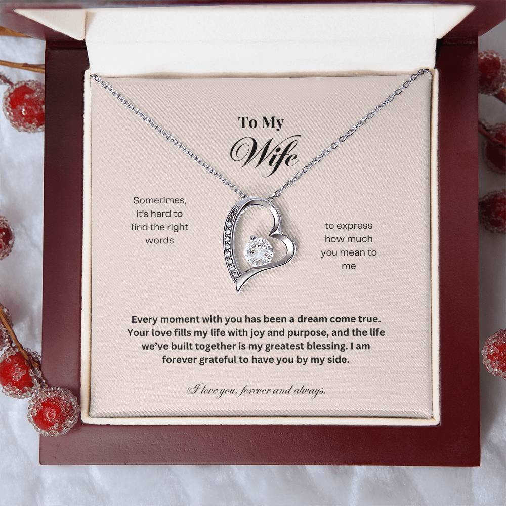 To My Wife: The Perfect Gift For Your Wife. Birthday, Anniversary, Holiday, Or Just Because. Elegant Forever Love Necklace with a Message of Eternal Love