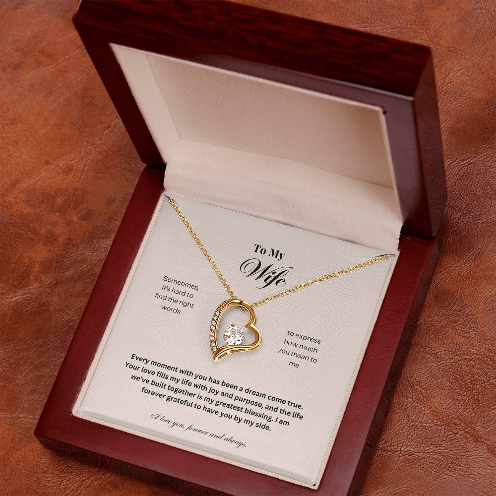 To My Wife: The Perfect Gift For Your Wife. Birthday, Anniversary, Holiday, Or Just Because. Elegant Forever Love Necklace with a Message of Eternal Love