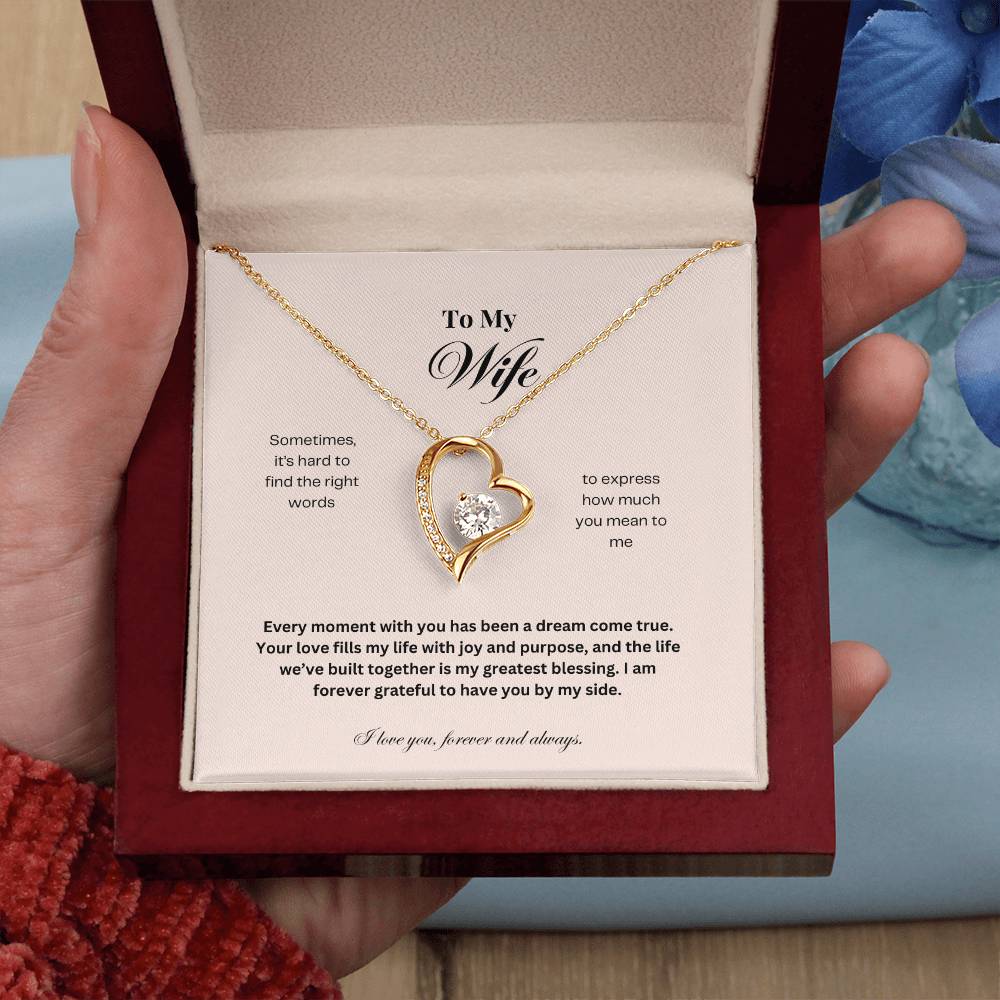 To My Wife: The Perfect Gift For Your Wife. Birthday, Anniversary, Holiday, Or Just Because. Elegant Forever Love Necklace with a Message of Eternal Love