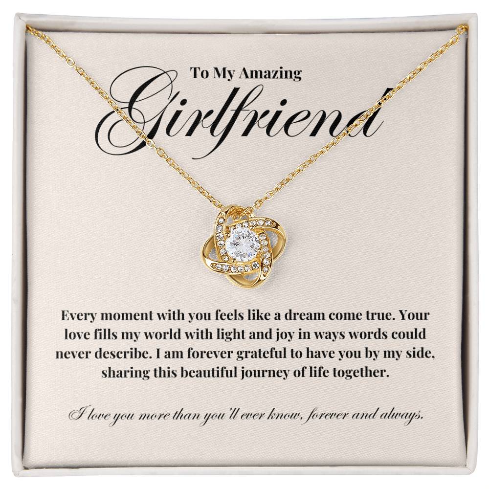 To My Girlfriend: Perfect Gift For Your Girlfriend. Birthday, Anniversary, Or Just Because. Love Knot Necklace with a Message of Unbreakable Love