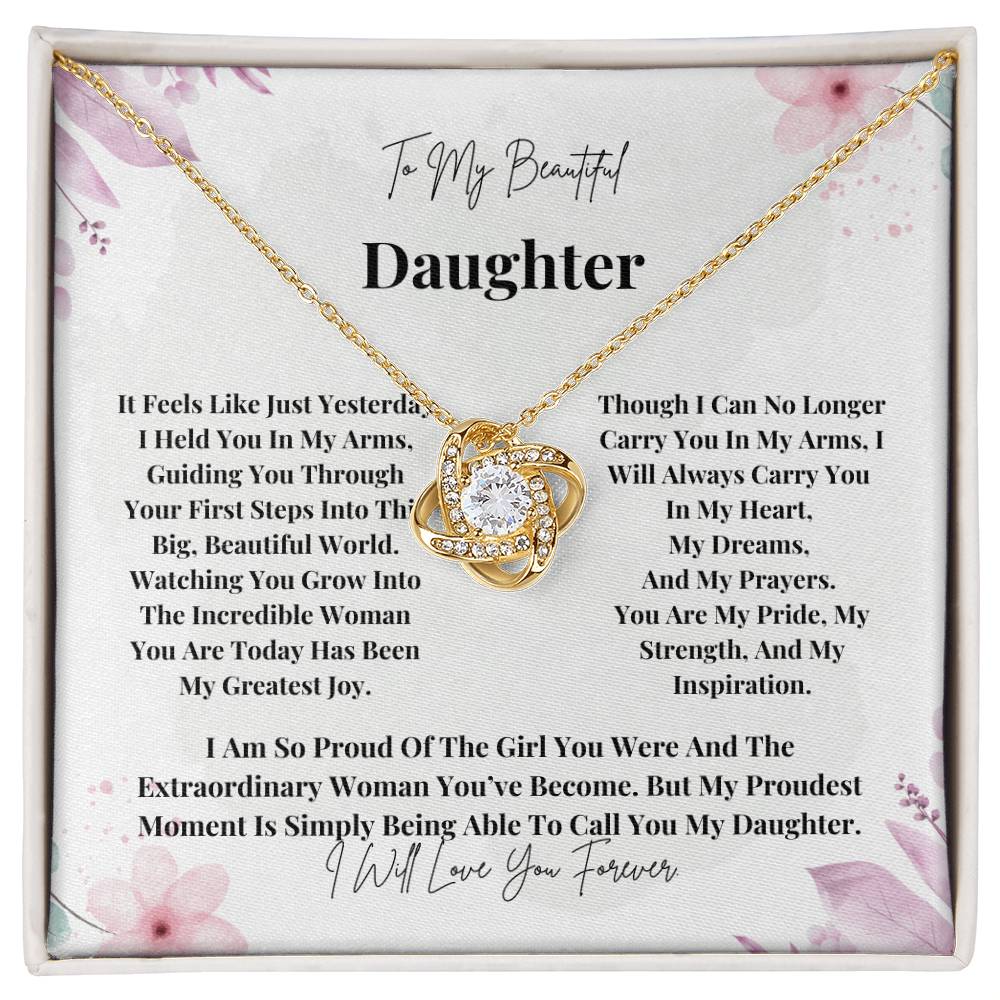 To My Beautiful Daughter: Perfect Gift For Your Daughter. Timeless Love Knot Necklace with a Heartfelt Message