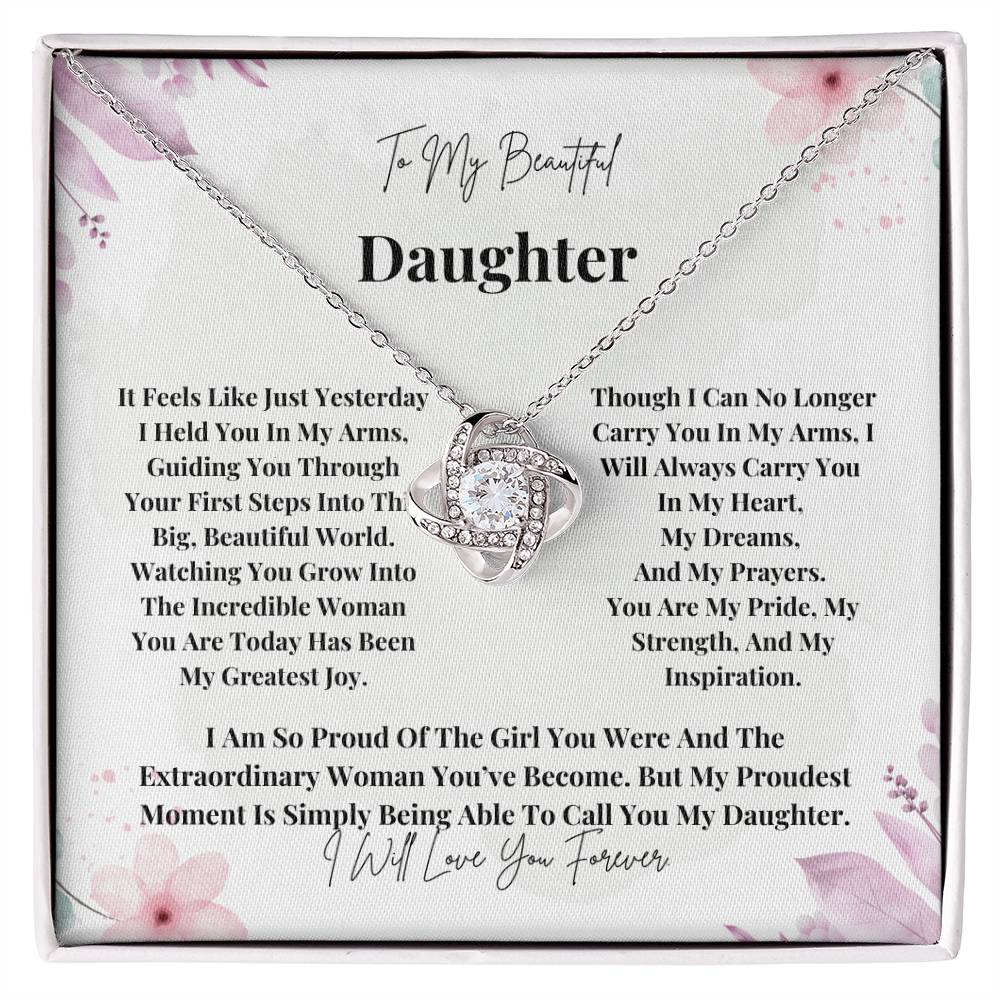 To My Beautiful Daughter: Perfect Gift For Your Daughter. Timeless Love Knot Necklace with a Heartfelt Message