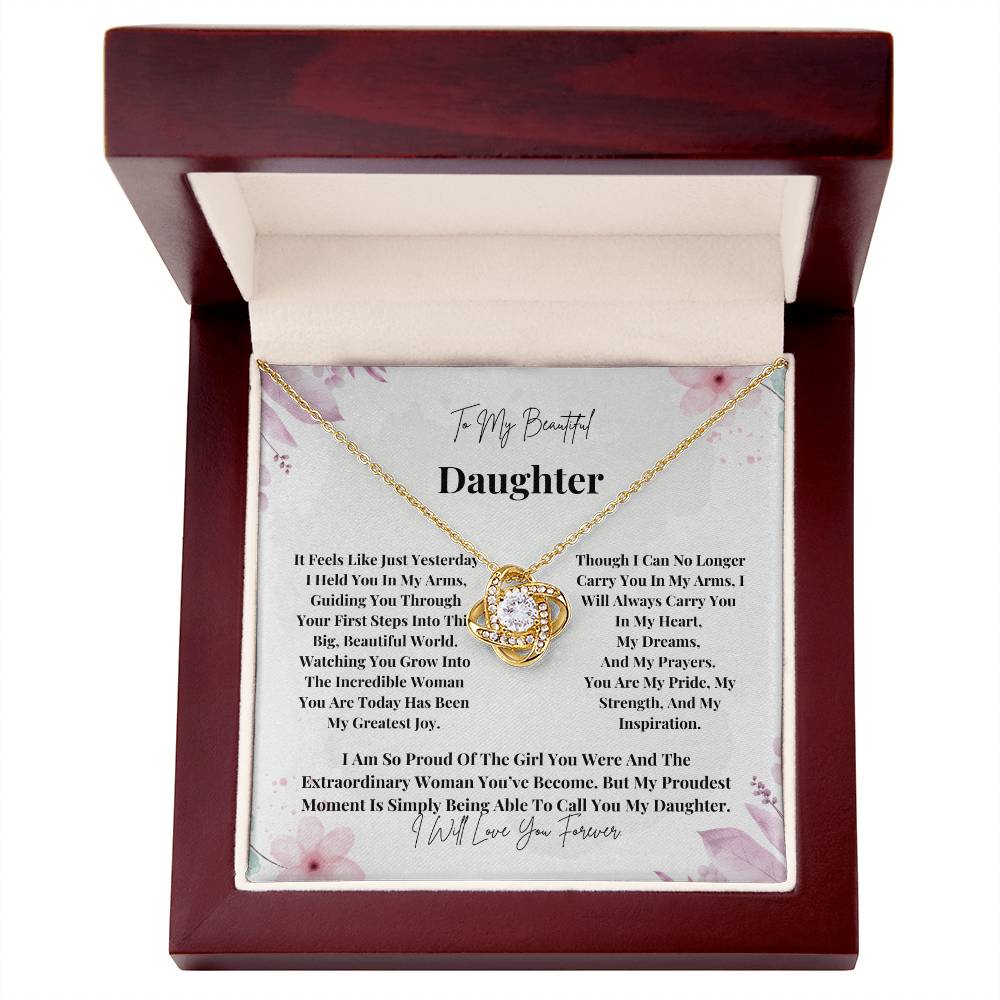 To My Beautiful Daughter: Perfect Gift For Your Daughter. Timeless Love Knot Necklace with a Heartfelt Message