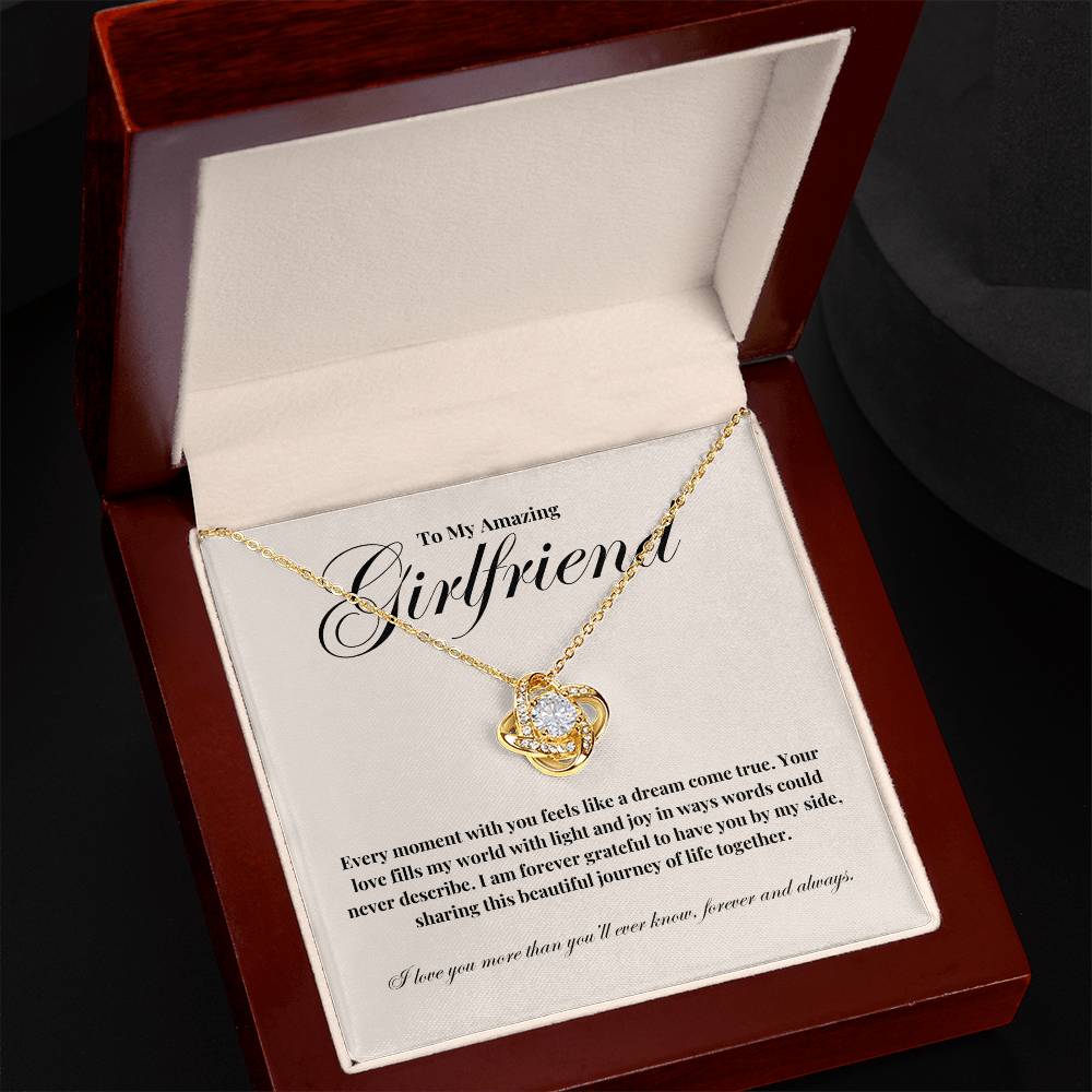 To My Girlfriend: Perfect Gift For Your Girlfriend. Birthday, Anniversary, Or Just Because. Love Knot Necklace with a Message of Unbreakable Love