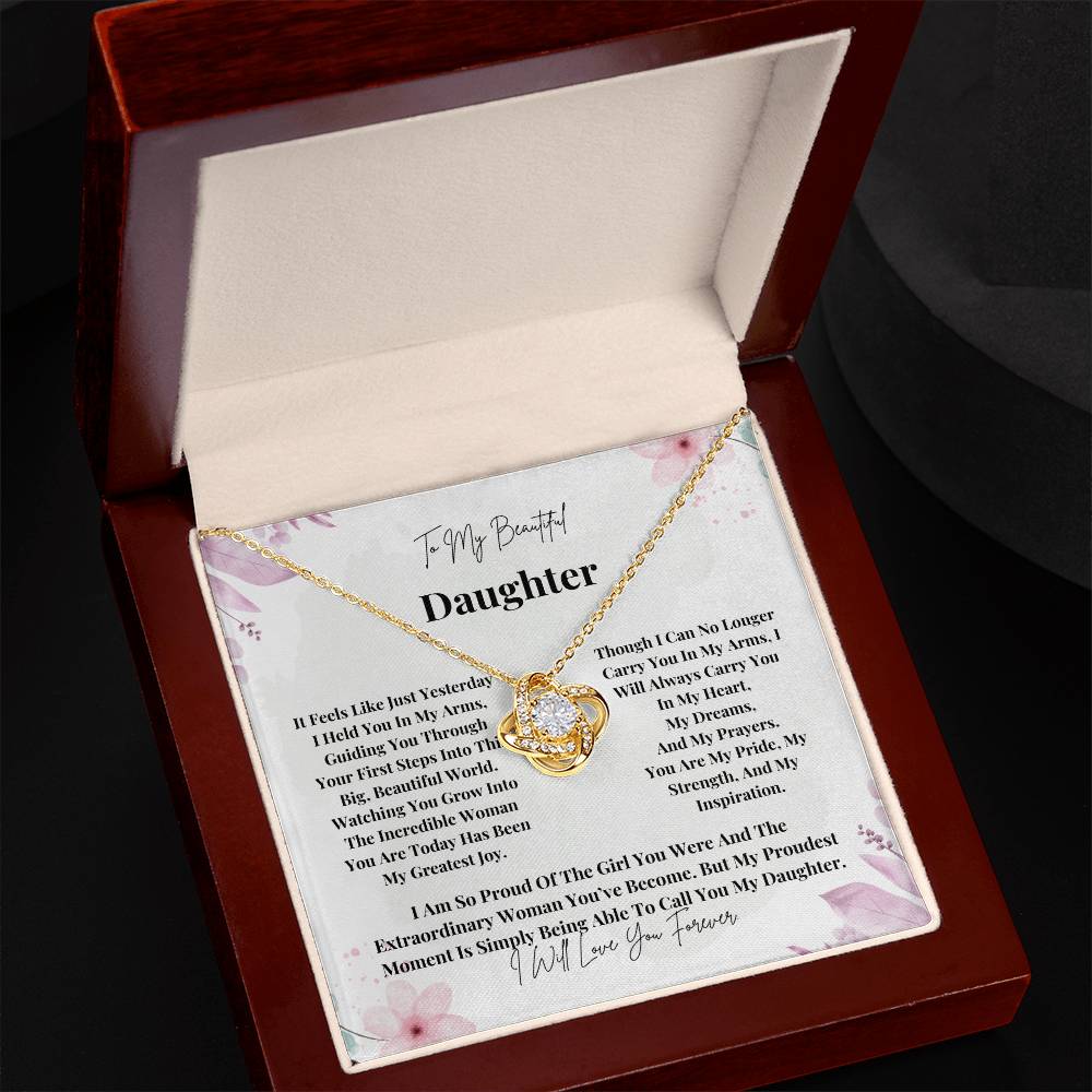 To My Beautiful Daughter: Perfect Gift For Your Daughter. Timeless Love Knot Necklace with a Heartfelt Message