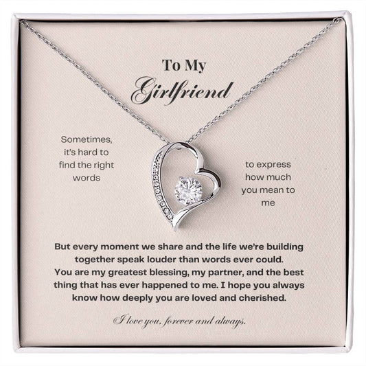 To My Girlfriend: The Perfect Gift For Your Girlfriend. Birthday, Anniversary, Holiday, Or Just Because. Heartfelt Forever Love Necklace with a Message of Devotion