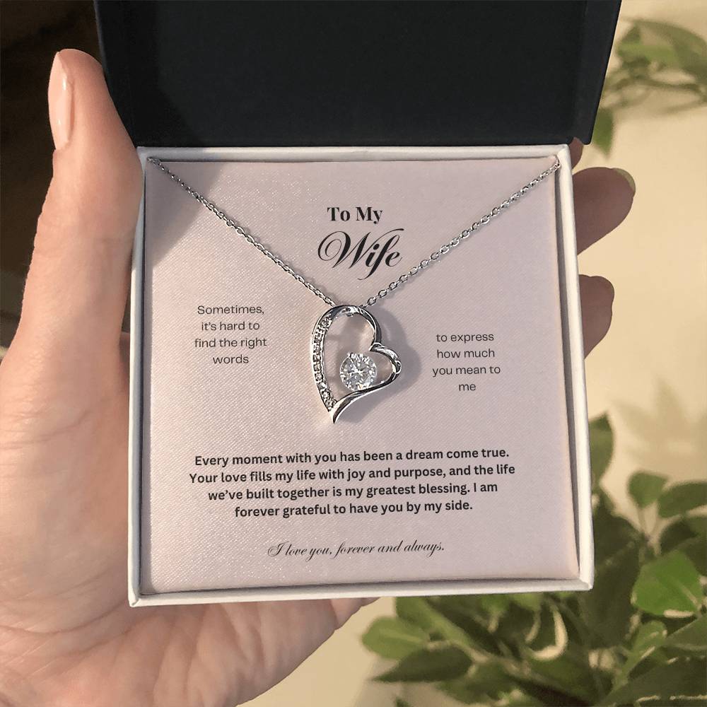 To My Wife: The Perfect Gift For Your Wife. Birthday, Anniversary, Holiday, Or Just Because. Elegant Forever Love Necklace with a Message of Eternal Love