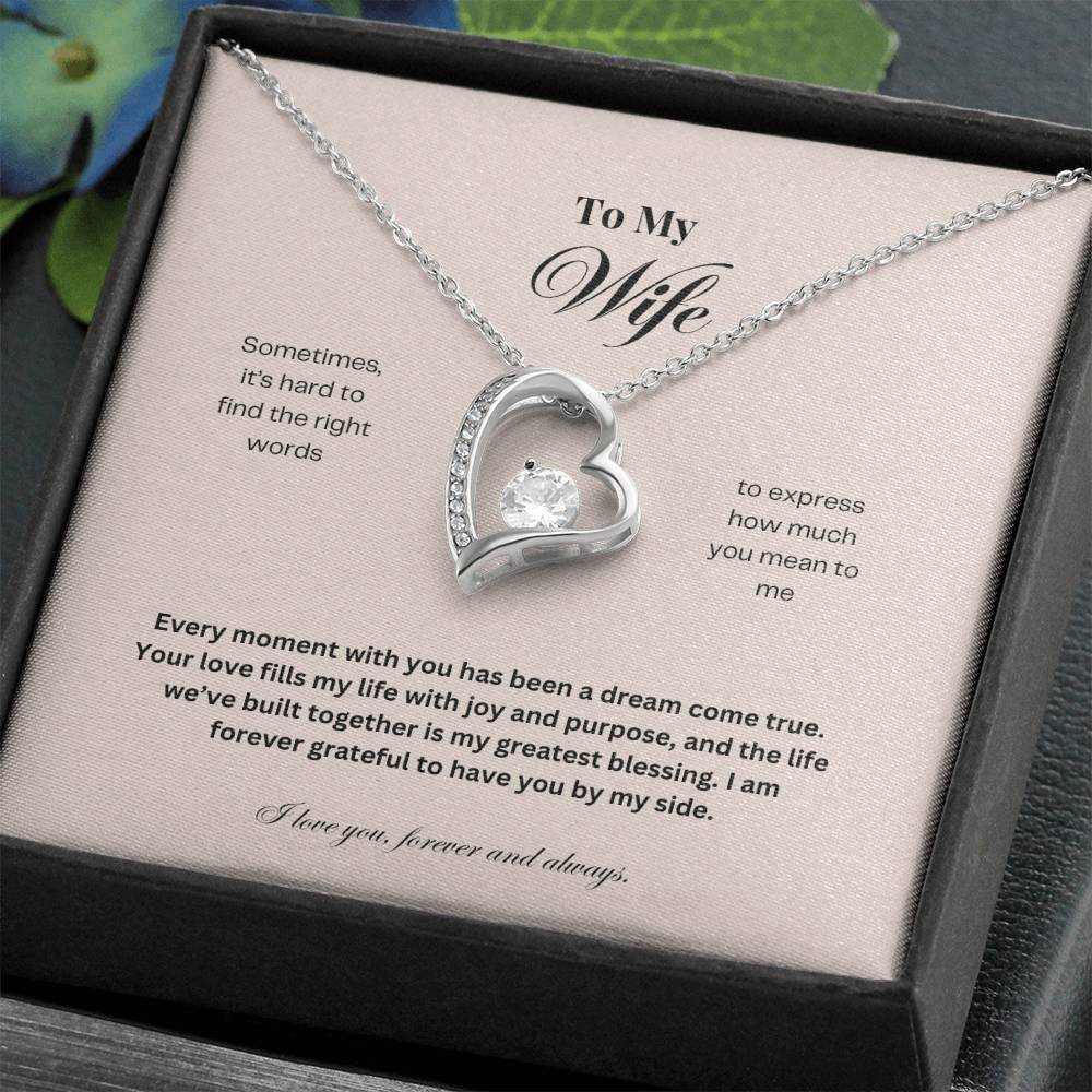 To My Wife: The Perfect Gift For Your Wife. Birthday, Anniversary, Holiday, Or Just Because. Elegant Forever Love Necklace with a Message of Eternal Love