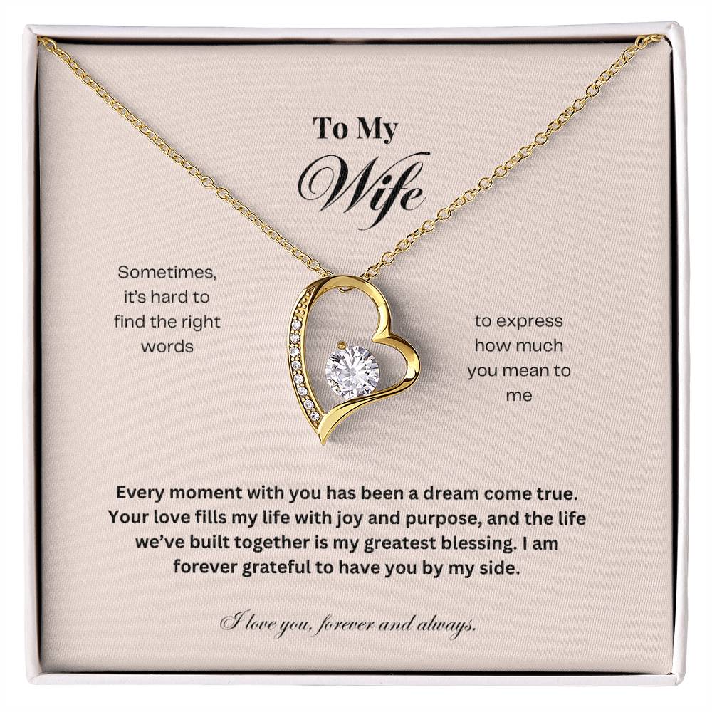 To My Wife: The Perfect Gift For Your Wife. Birthday, Anniversary, Holiday, Or Just Because. Elegant Forever Love Necklace with a Message of Eternal Love