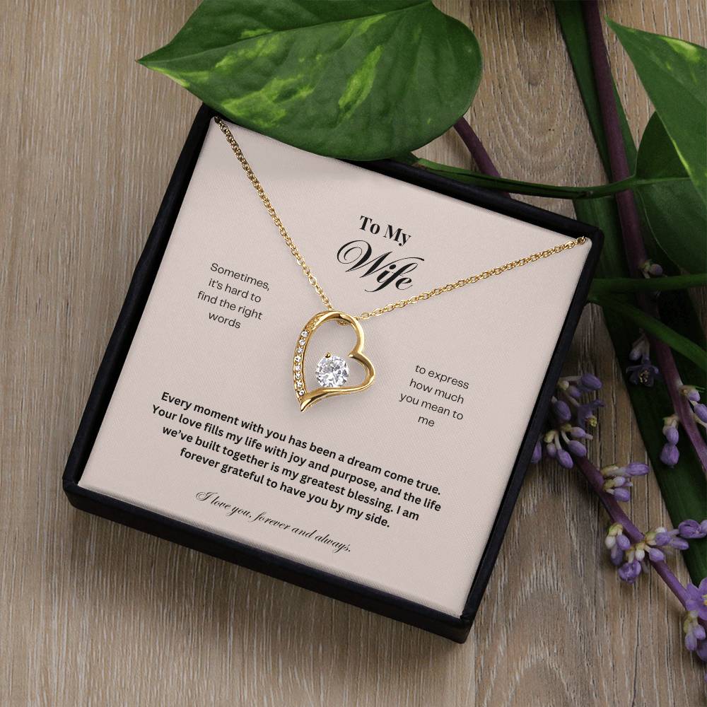 To My Wife: The Perfect Gift For Your Wife. Birthday, Anniversary, Holiday, Or Just Because. Elegant Forever Love Necklace with a Message of Eternal Love